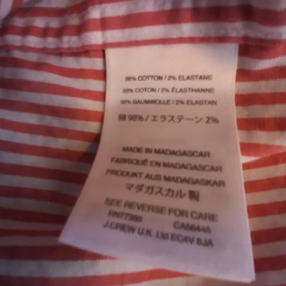 J. Crew Mens Slim Red & White Stripe Button Down Shirt Size XXL Workwear